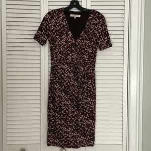 Faux Multicolored Lined Wrap Dress.